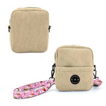 Corduroy Crossbody Dog Pouch - Cream